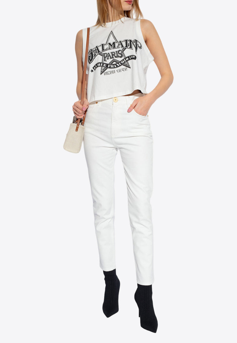 Balmain Basic Slim-Fit Jeans White CF1MG007 DB69-0FA