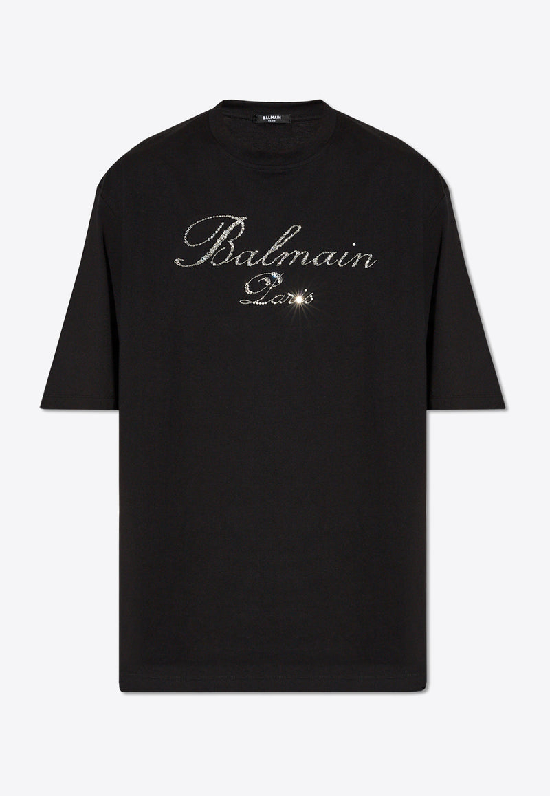 Balmain Signature Logo Crewneck T-shirt Black CH1EH015 PC19-EJP