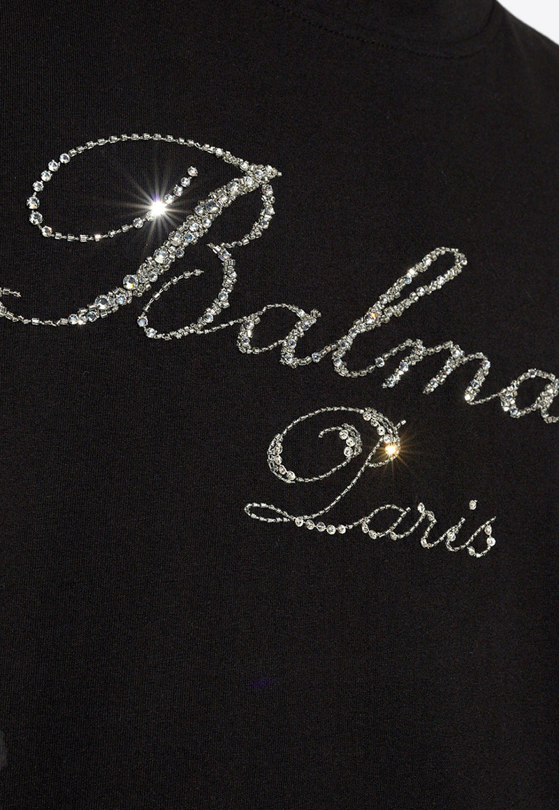 Balmain Signature Logo Crewneck T-shirt Black CH1EH015 PC19-EJP