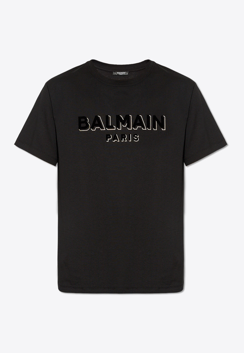 Balmain Metallic Flocked Crewneck T-shirt CH1EG010 BB99-EGO