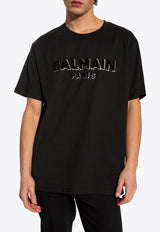 Balmain Metallic Flocked Crewneck T-shirt CH1EG010 BB99-EGO