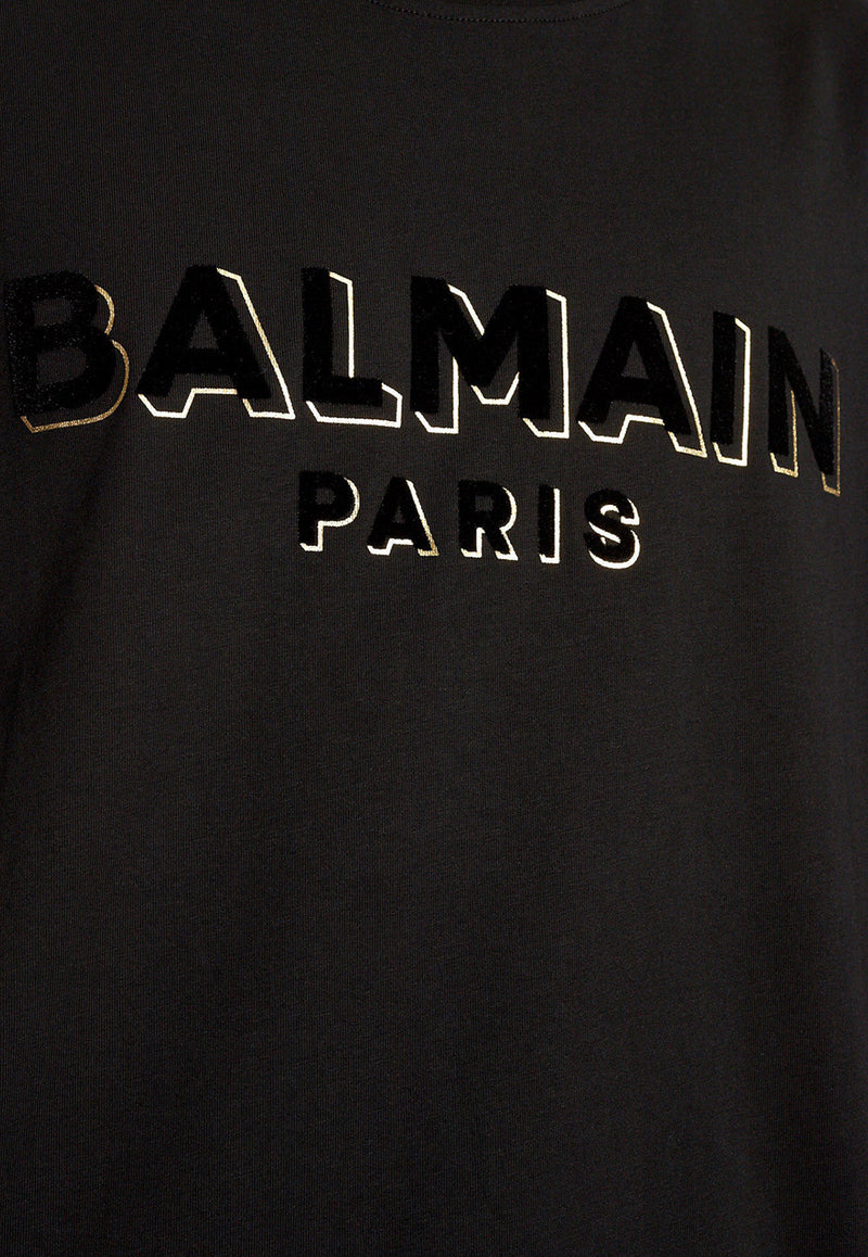 Balmain Metallic Flocked Crewneck T-shirt CH1EG010 BB99-EGO