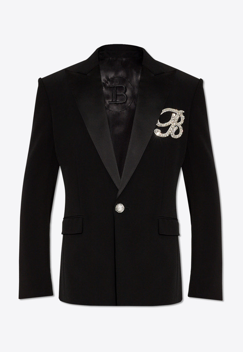 Balmain Single-Breasted Embroidered Patch Blazer CH1SE035 01MB-EHV