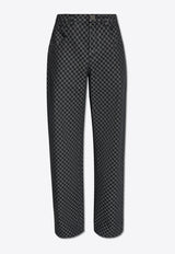 Balmain Monogram-Pattern Wide-Leg Jeans CH1ML063 DE17-EAB