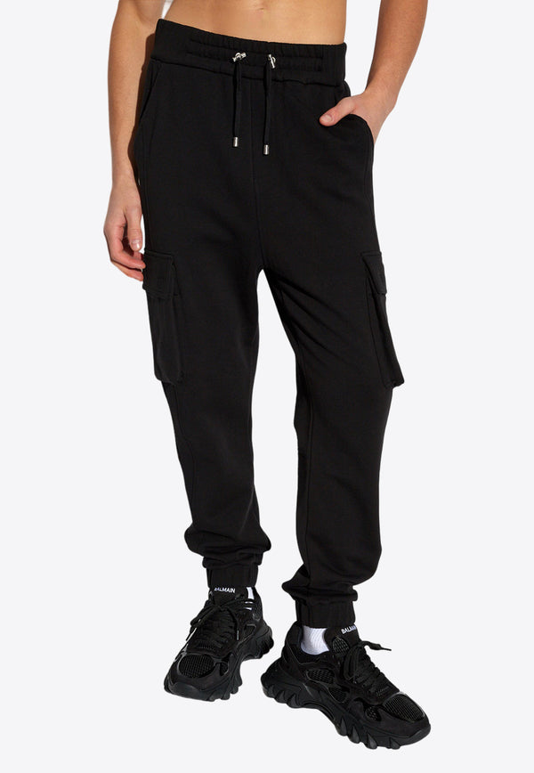 Balmain Logo Print Cargo Track Pants CH1OB295 BC64-EAB