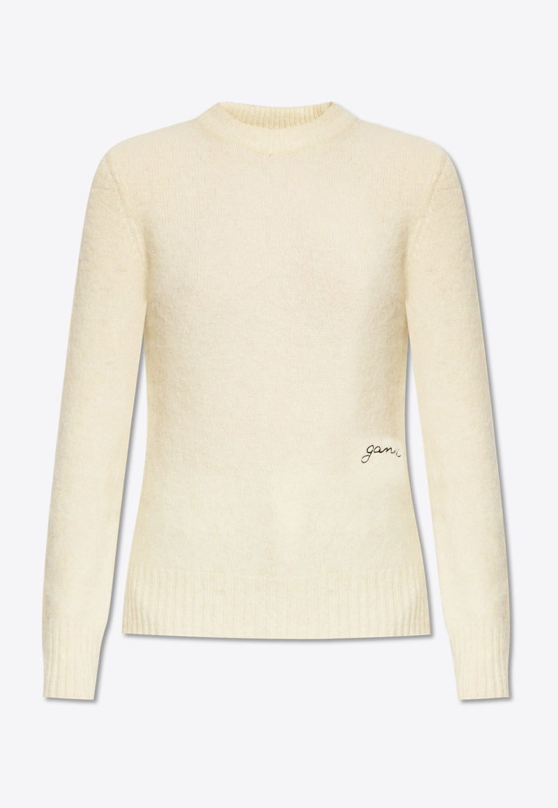 GANNI Egret Brushed Alpaca Sweater K2104 2592-135