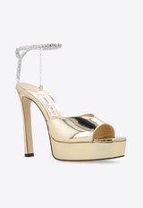 Jimmy Choo Saeda 125 Metallic Platform Sandals Gold SAEDA SANDAL PF 125 BAQ-GOLD CRYSTAL HONEY