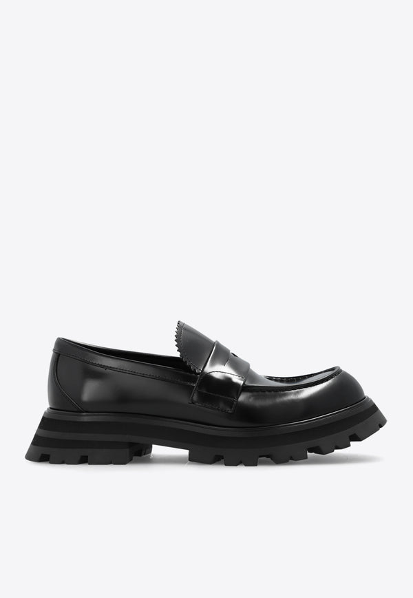 Alexander McQueen Wander Leather Exaggerated  Loafers Black 666328 WIDU0-1000