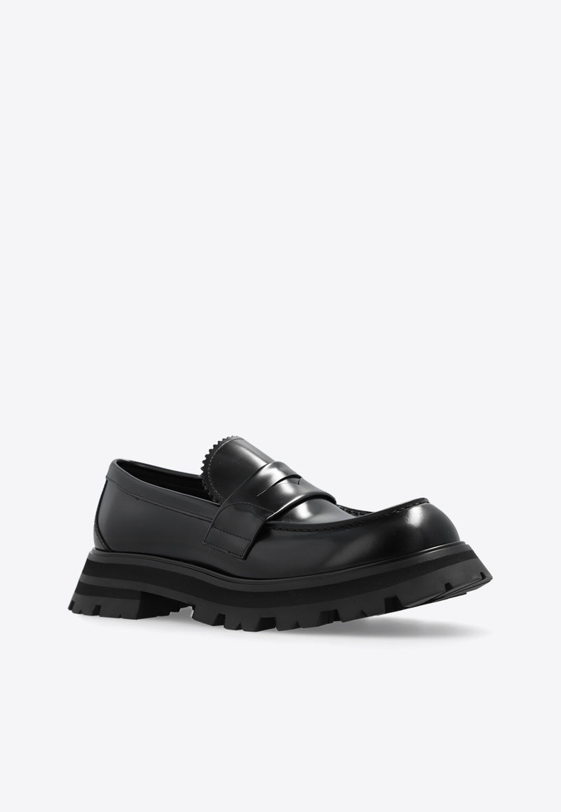 Alexander McQueen Wander Leather Exaggerated  Loafers Black 666328 WIDU0-1000