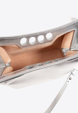 Alexander McQueen The Mini Peak Metallic Leather Shoulder Bag  Silver 775908 1BL1I-1400