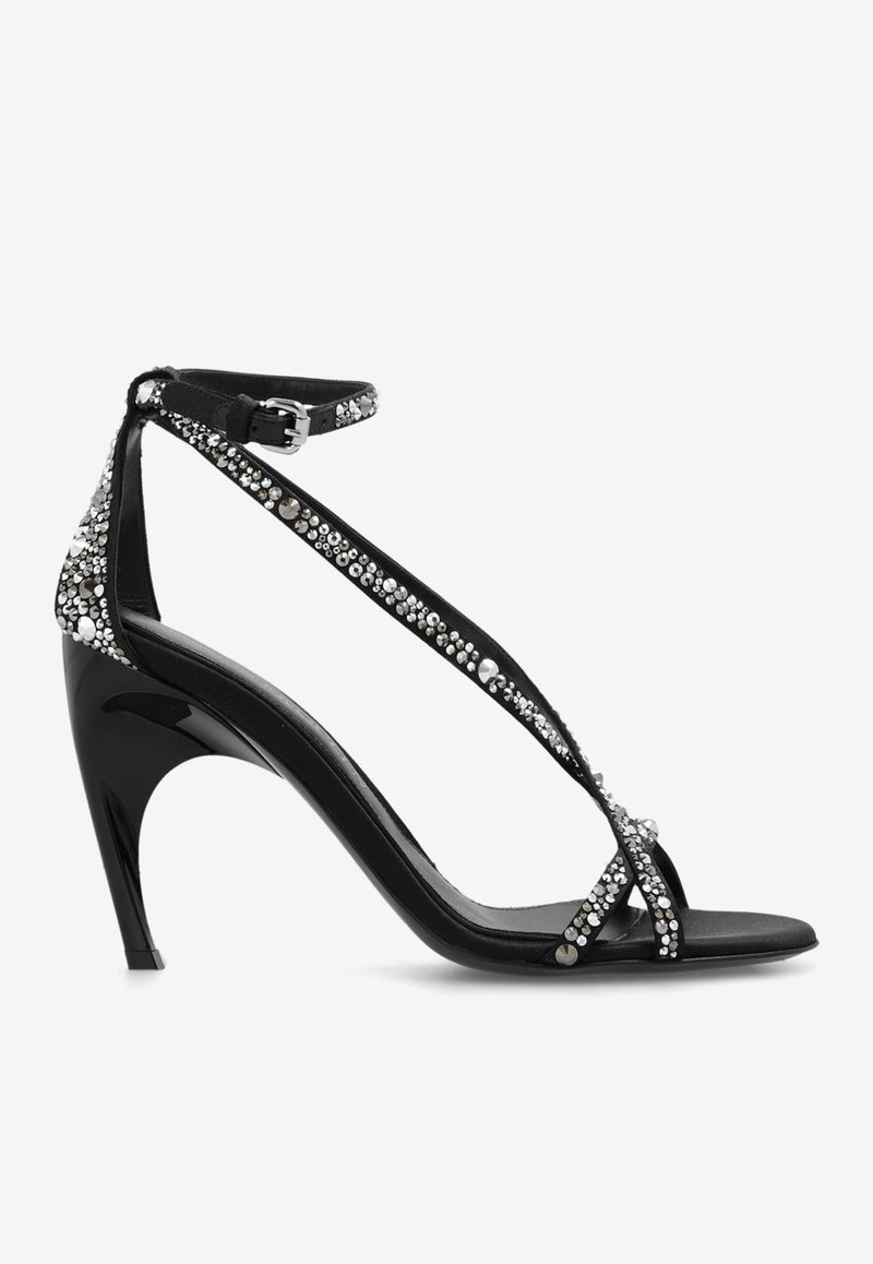 Alexander McQueen Armadillo 95 Twisted Satin Sandals Black 780693 W4X27-1064