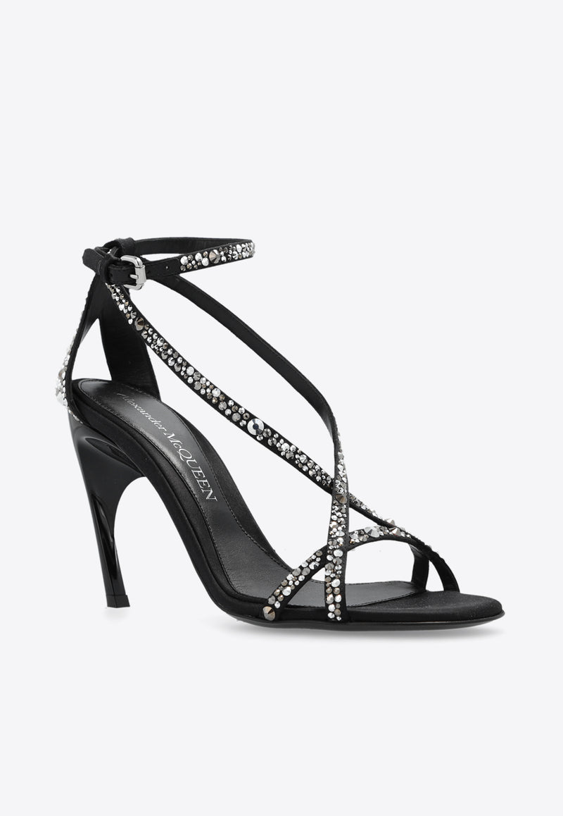 Alexander McQueen Armadillo 95 Twisted Satin Sandals Black 780693 W4X27-1064