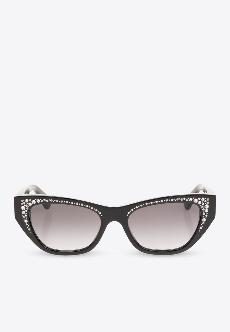 Alexander McQueen Crystal Paved Cat-Eye Sunglasses Gray 781190 J0749-1053