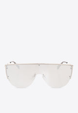 Alexander McQueen Skull Appliqué Shield Sunglasses Silver 781210 I3310-1273