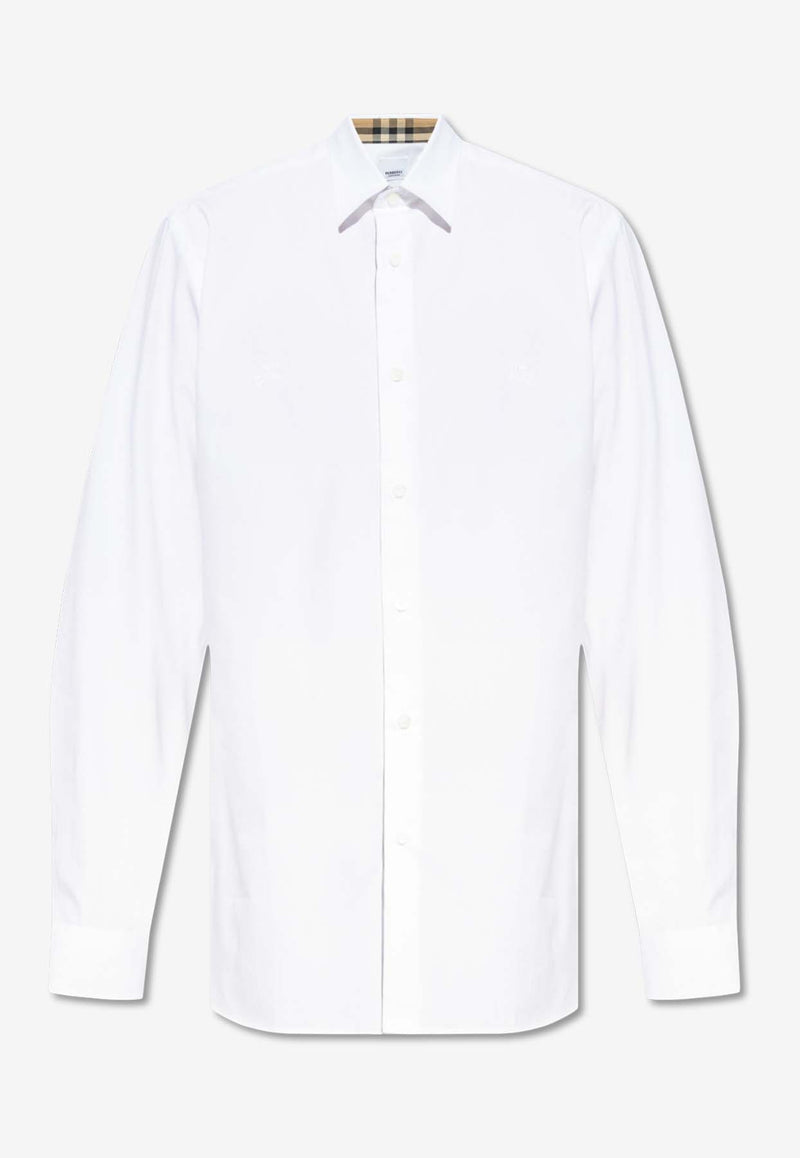 Burberry EKD Embroidered Long-Sleeves Shirt  8071465 A1464-WHITE