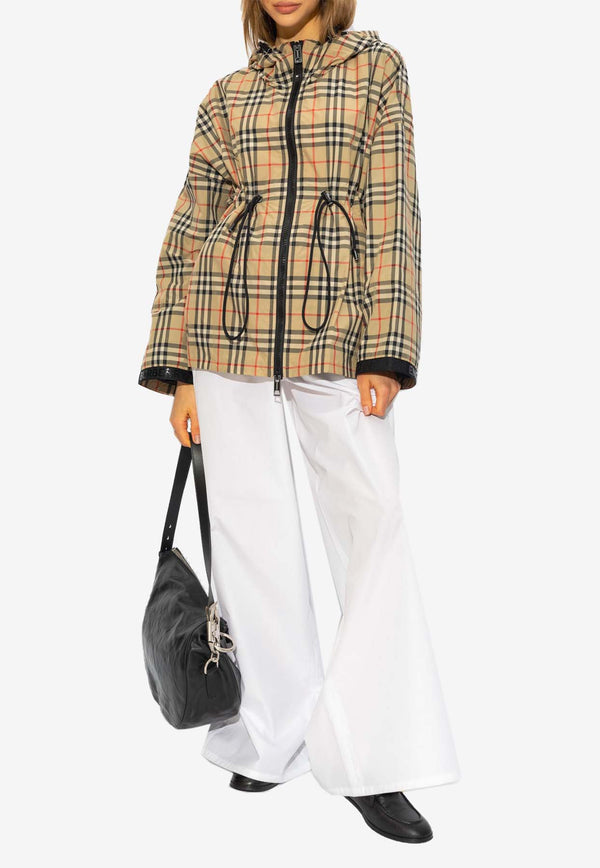 Burberry Plaid-Check Hooded Jacket
 8062947 A7028-ARCHIVE BEIGE IP CHK