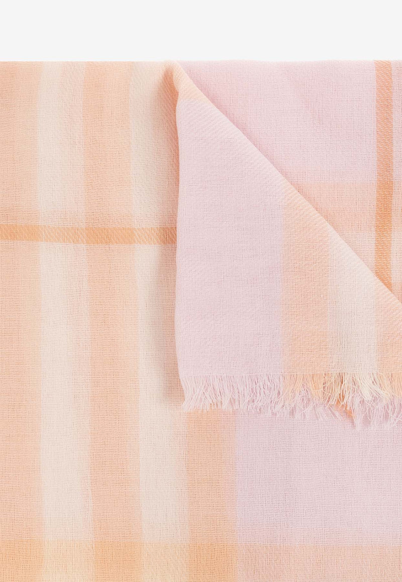 Burberry Check-Pattern Wool Scarf Pink 8080102 B8640-CAMEO