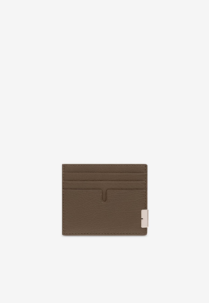 Burberry Tall B Cut Cardholder in Grained Leather Brown 8080672 A1336-MILITARY