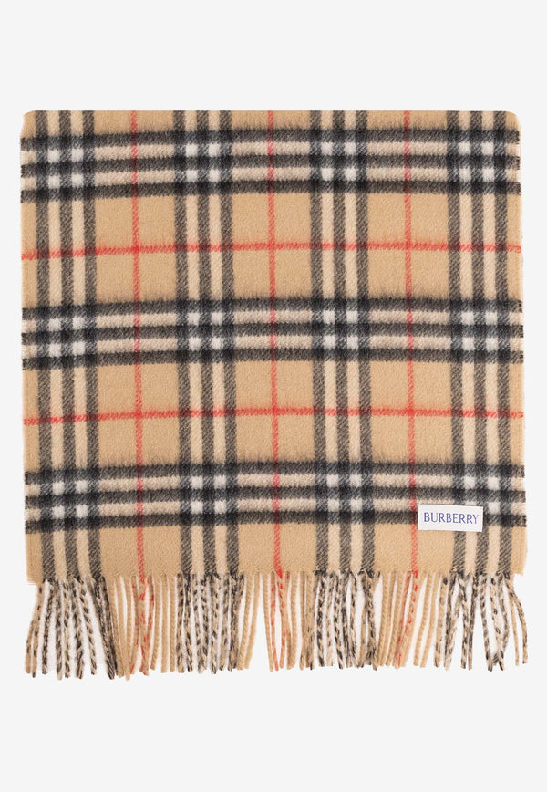 Burberry Checked Wool Fringed Scarf Beige 8082480 A7026-ARC BEIGE ARC BEIGE