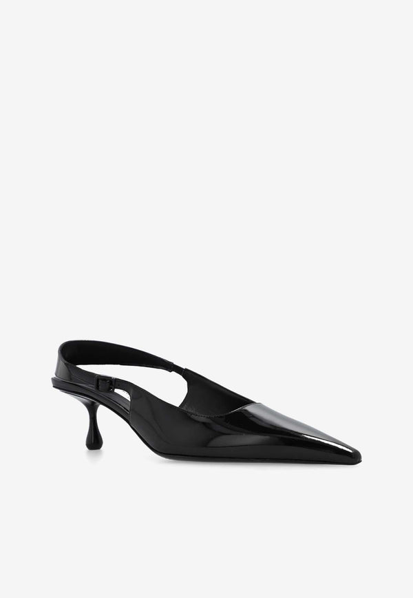 Jimmy Choo Amel 50 Patent Leather Slingback Pumps Black AMEL 50 PAT-BLACK