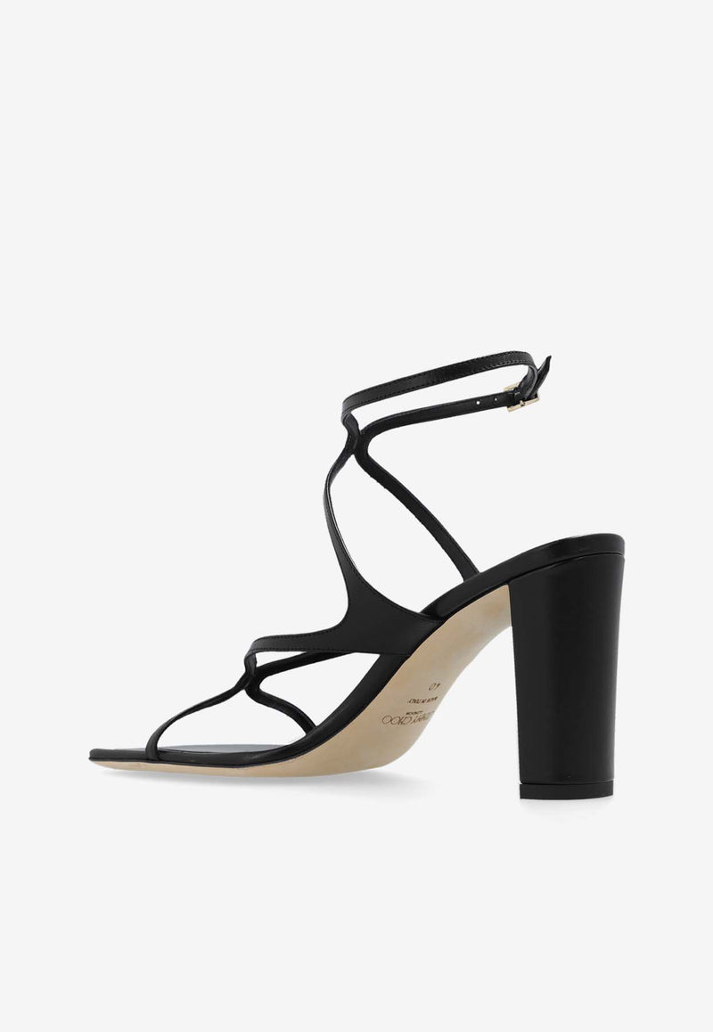 Jimmy Choo Azie 85 Nappa Leather Sandals Black AZIE 85 NAP-BLACK