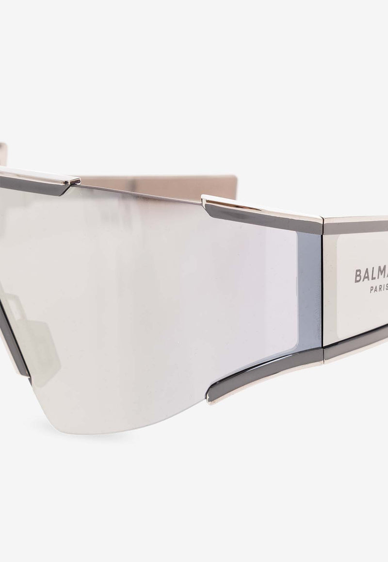 Balmain Fleche Full Rectangular Mask Sunglasses Gray BPS-138E-141 0-0