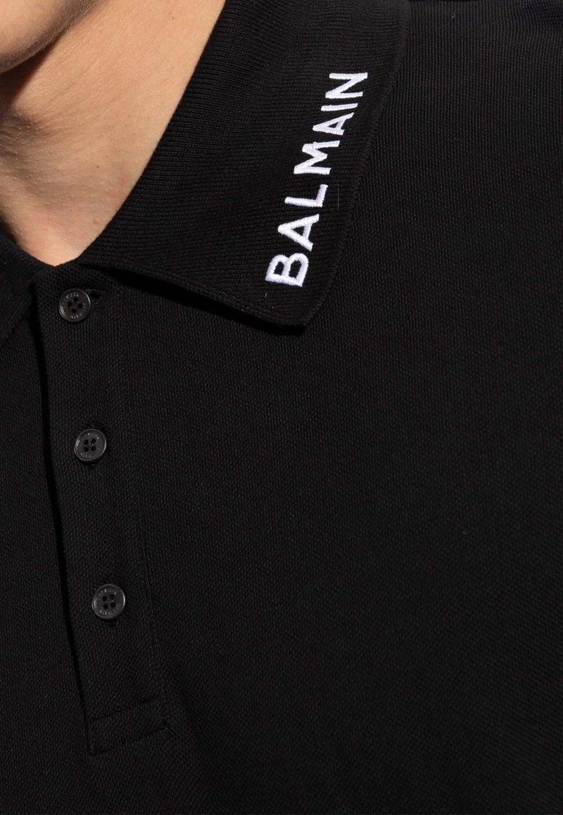 Balmain Embroidered Logo Polo T-shirt Black CH1GC026 BC62-EAB