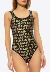 Balmain All-Over Logo Print One-Piece Swimsuit Black BKBGA1740 0-012