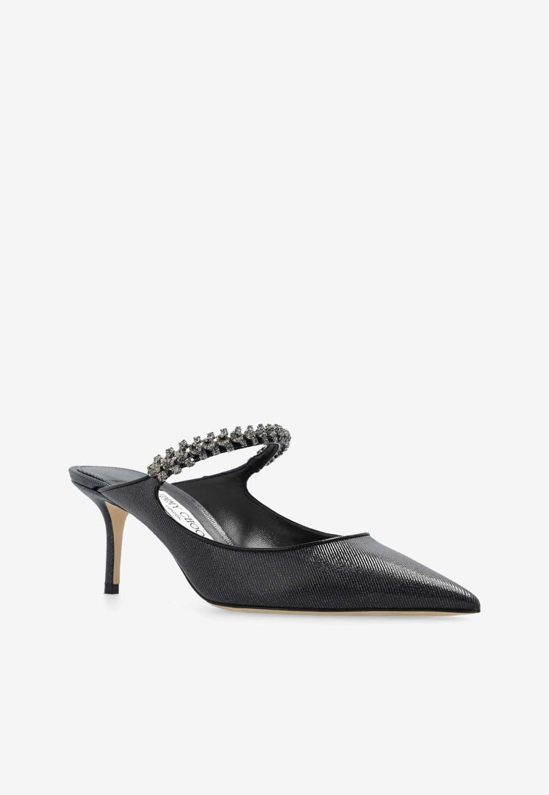 Jimmy Choo Bing 65 Crystal Embellished Mules Navy BING 65 GDN-DENIM