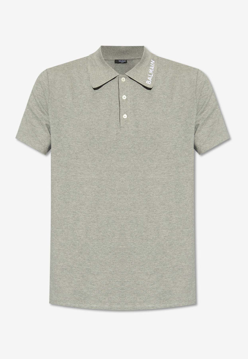 Balmain Embroidered Logo Polo T-shirt Gray CH1GC026 BC62-YDU