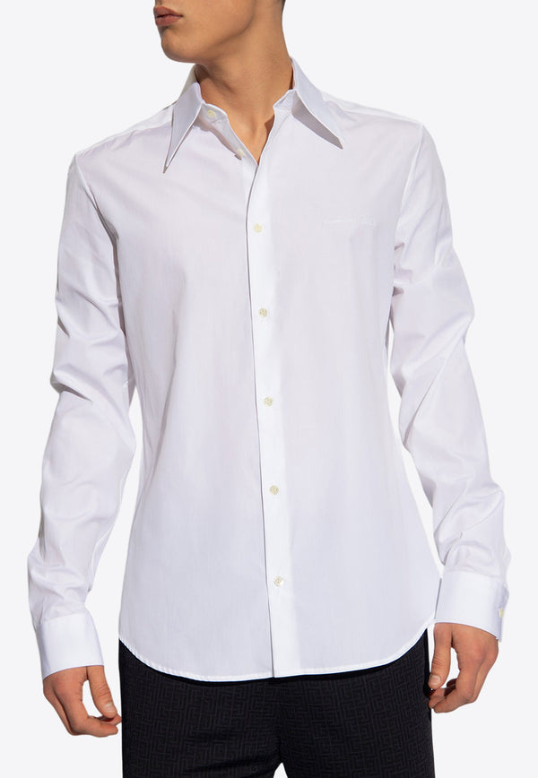 Balmain Logo Embroidered Poplin Shirt White CH1HS335 CE48-0FA