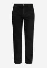 Balmain Logo Embroidered Straight-Leg Jeans Black CH1MI070 DD96-0PA