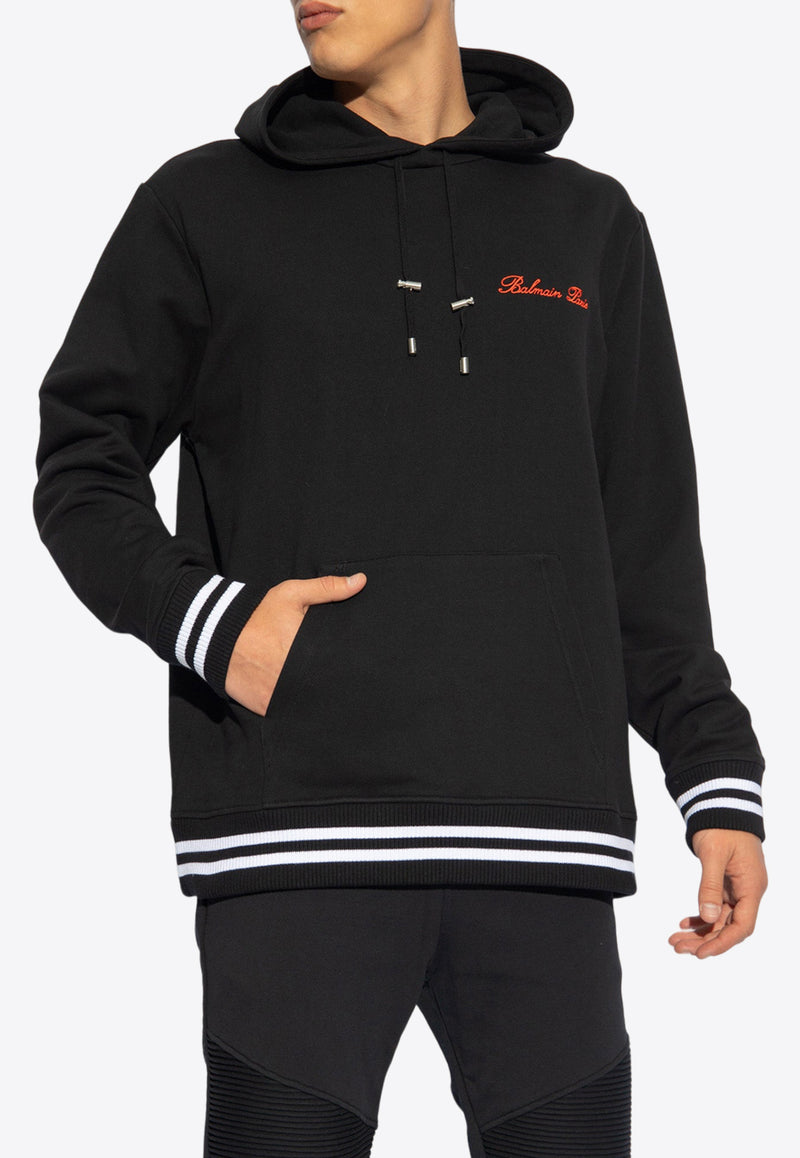 Balmain Signature Logo Hooded Sweatshirt Black CH1JT047 BC68-EKA