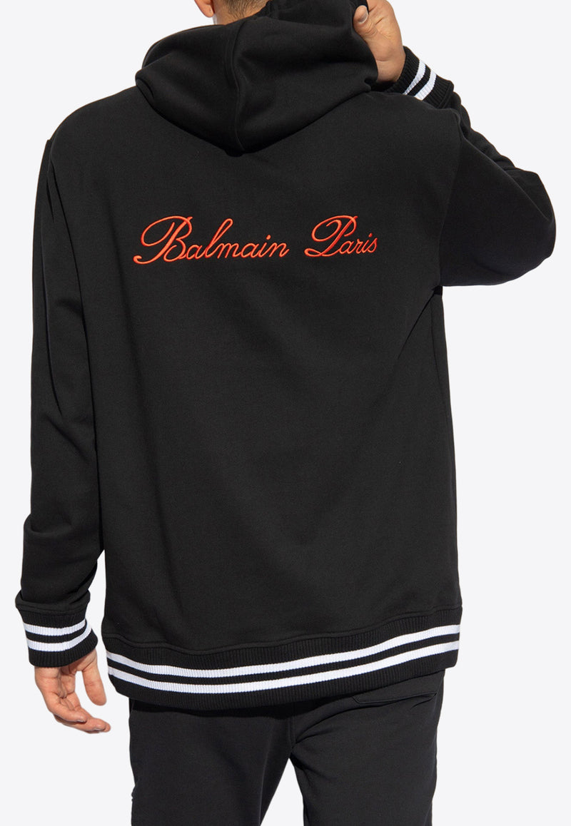 Balmain Signature Logo Hooded Sweatshirt Black CH1JT047 BC68-EKA