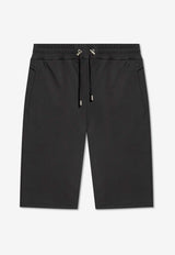 Balmain Logo Drawstring Track Shorts Black CH1OA003 BB04-EAB