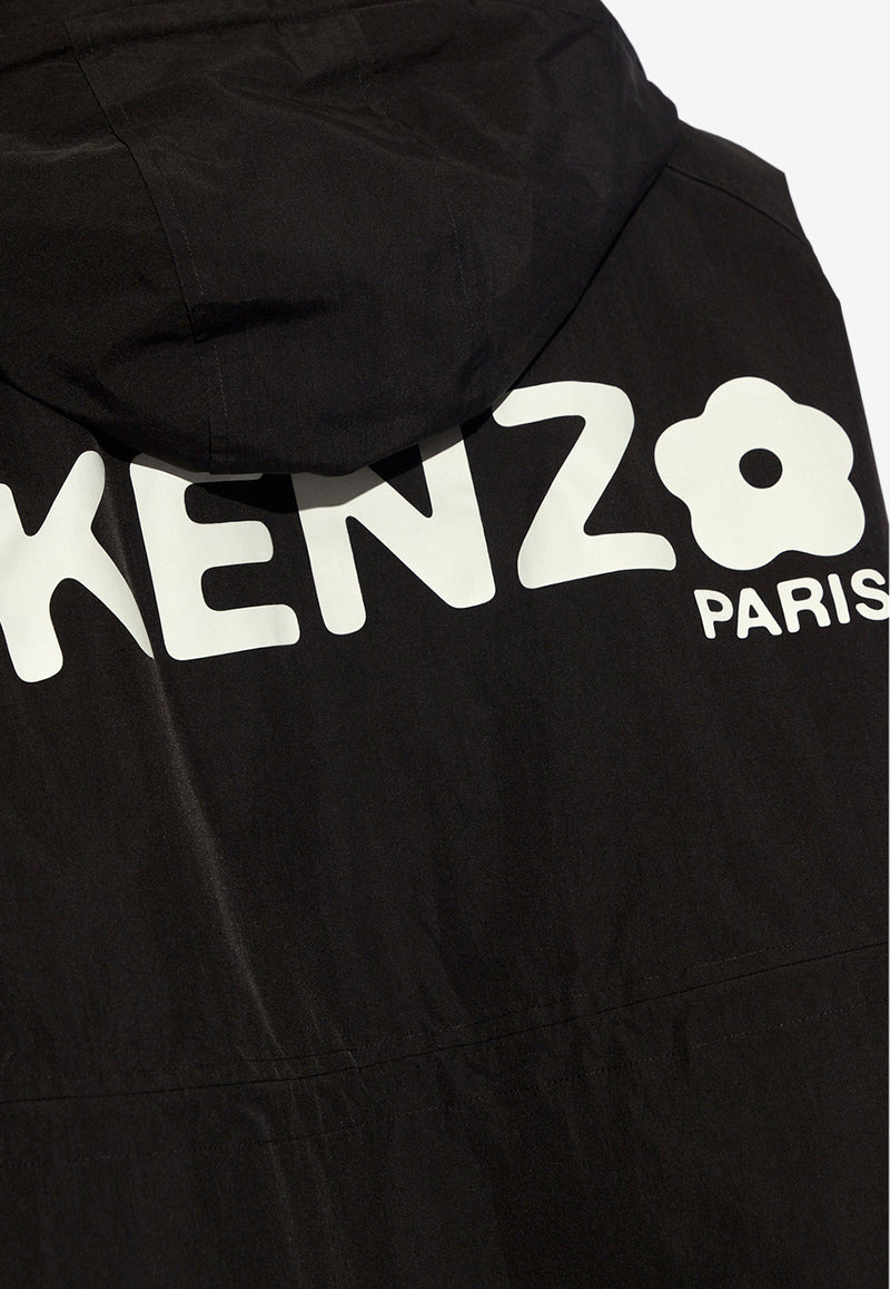 Kenzo Boke Flower 2.0 Long Windbreaker Jacket Black FE52OU119 9NR-99