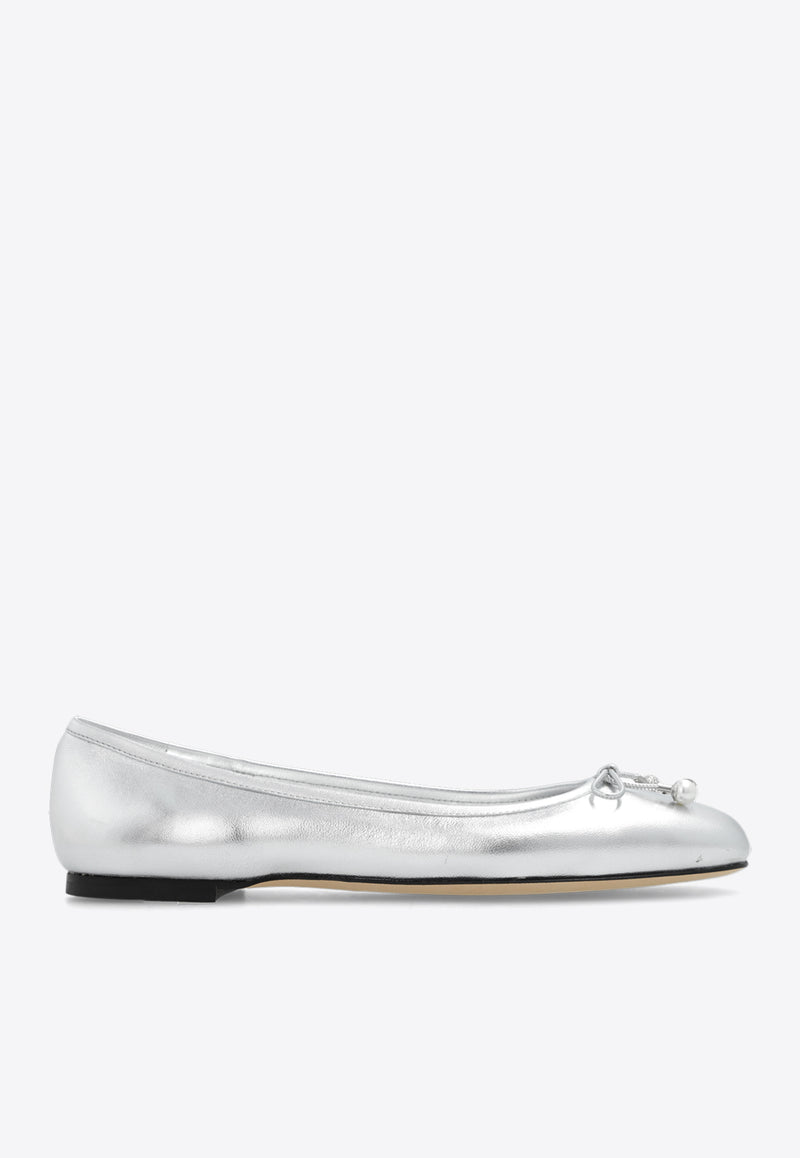 Jimmy Choo Elme Metallic Leather Ballet Flats Silver ELME FLAT MNA-SILVER