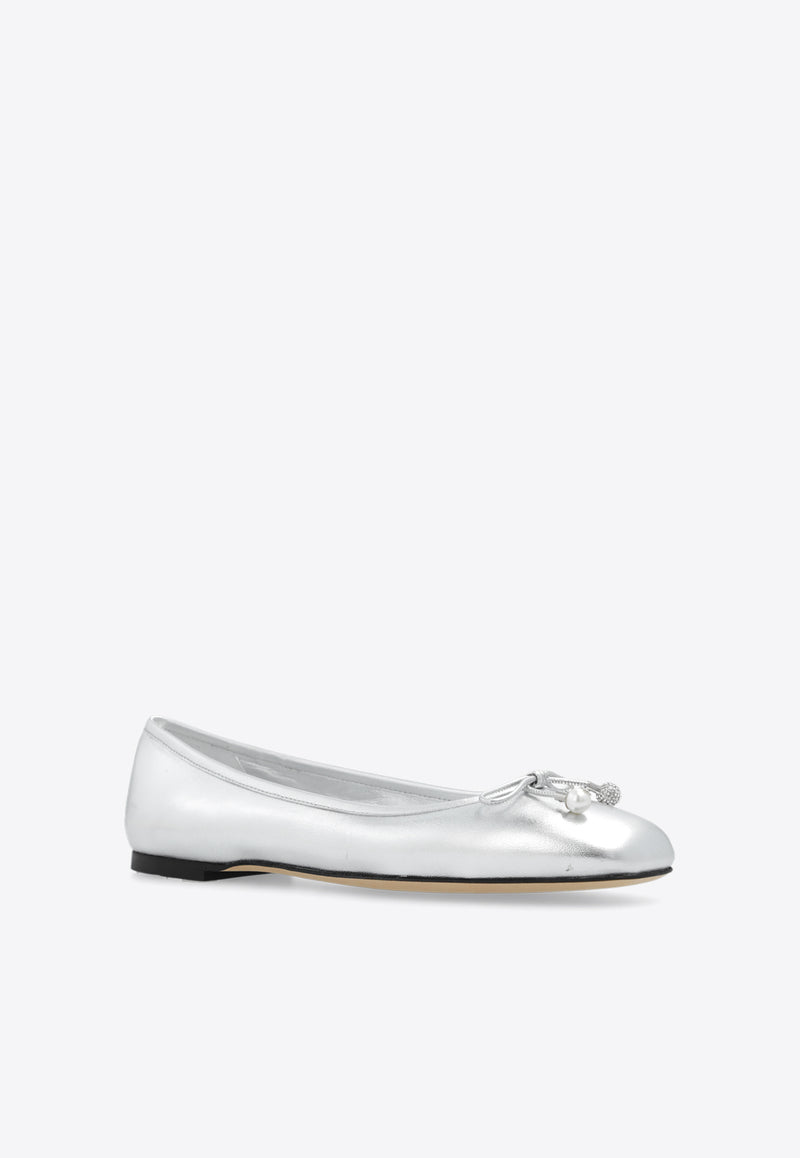 Jimmy Choo Elme Metallic Leather Ballet Flats Silver ELME FLAT MNA-SILVER