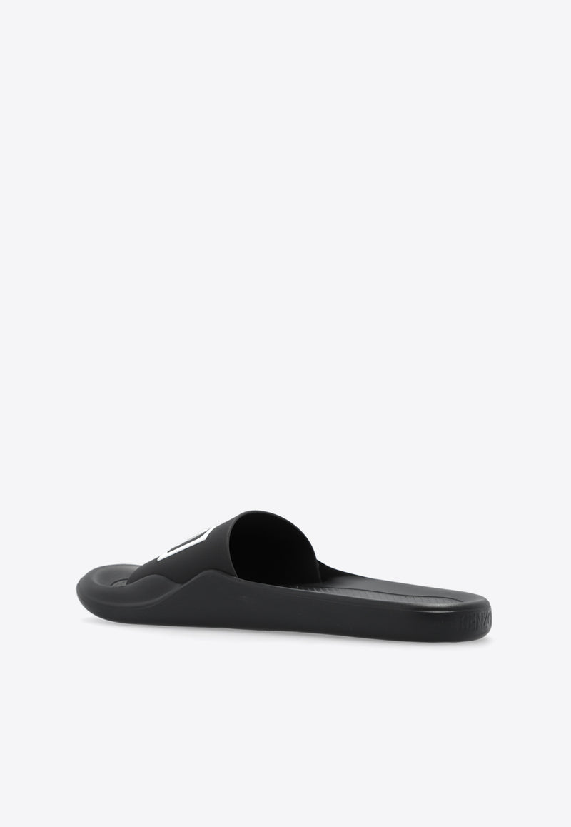 Kenzo Logo Rubber Pool Slides Black FE55MU110 P50-99