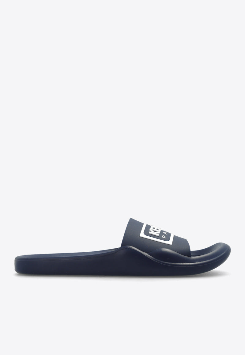 Kenzo Logo Rubber Pool Slides Navy FE55MU110 P50-77