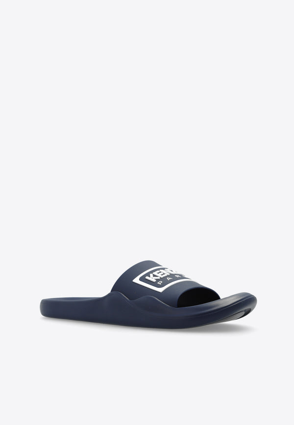 Kenzo Logo Rubber Pool Slides Navy FE55MU110 P50-77