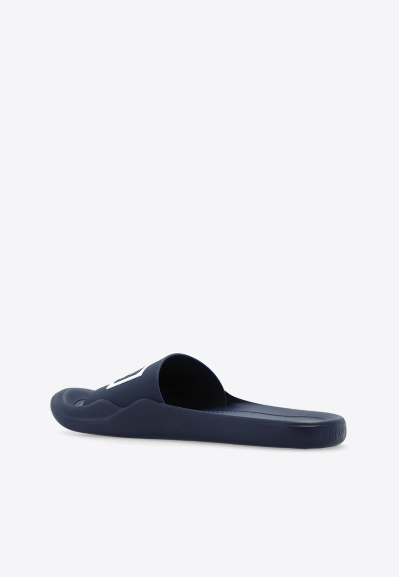 Kenzo Logo Rubber Pool Slides Navy FE55MU110 P50-77