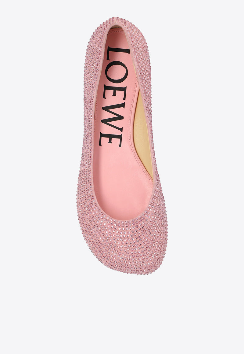 Loewe Toy Rhinestone Embellished Ballet Flats Pink L815466X43 0-BONBON