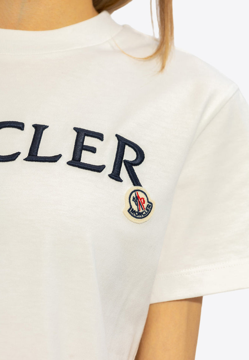 Moncler Logo Embroidered Crewneck T-shirt White J10938C00006 829HP-037