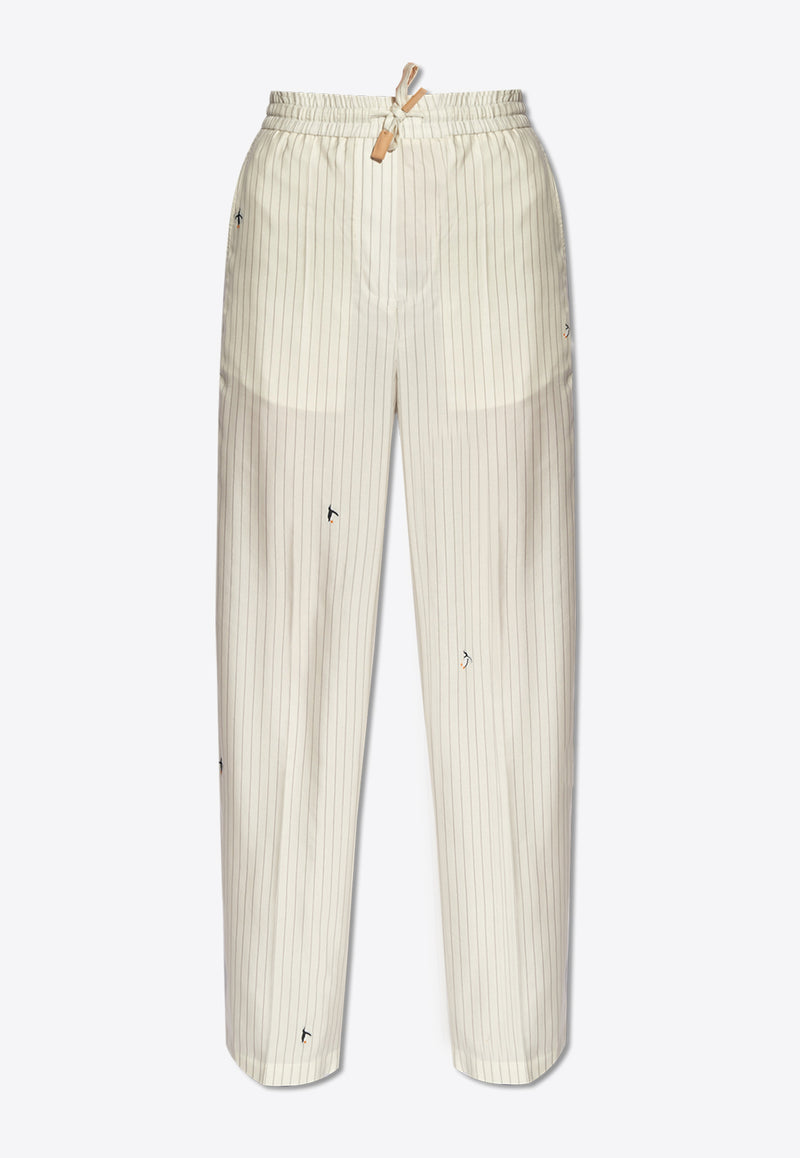 Loewe X Suna Fujita Striped Drawstring Pants White S359Y04XD4 0-WHITE GREY MULTICOLOR