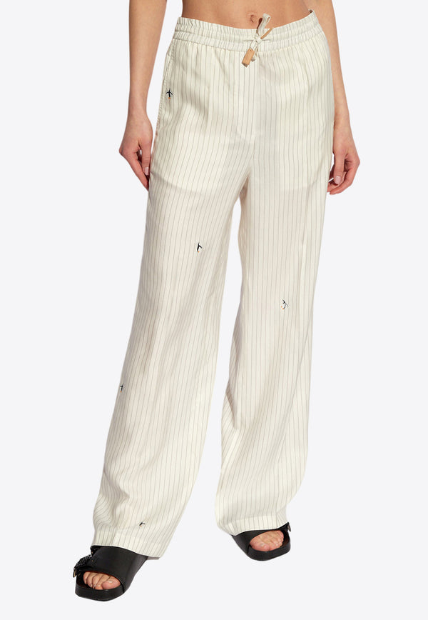 Loewe X Suna Fujita Striped Drawstring Pants White S359Y04XD4 0-WHITE GREY MULTICOLOR