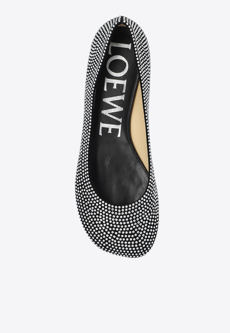 Loewe Toy Rhinestone Embellished Ballet Flats Black L815466X43 0-BLACK