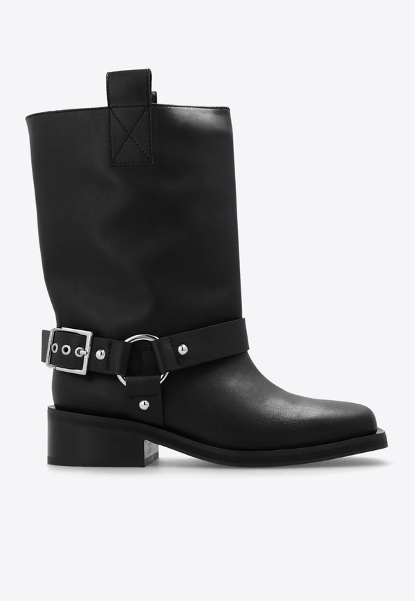 GANNI Buckle Biker Boots Black S2275 4921-099