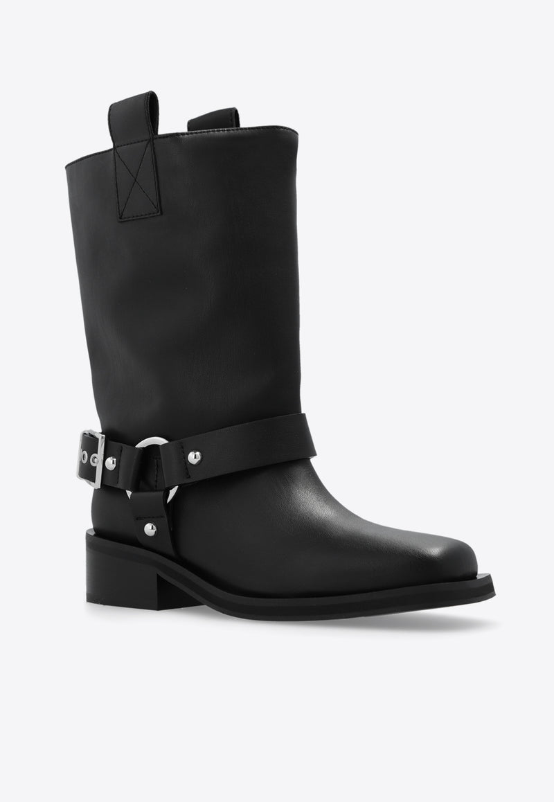 GANNI Buckle Biker Boots Black S2275 4921-099