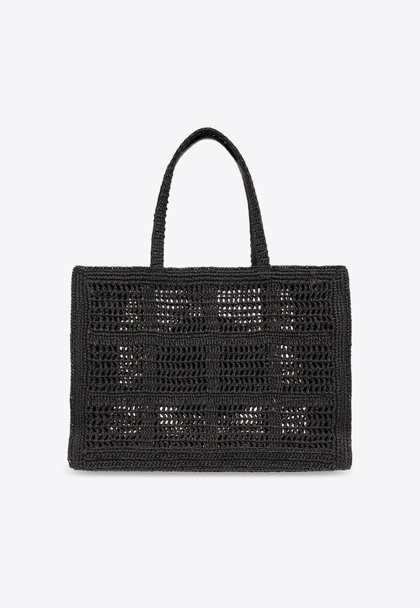 Tory Burch Large Ella Crochet Tote Bag Black 151277 0-001